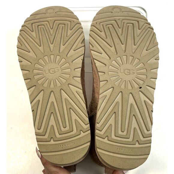 Ugg Classic Mini Snow Leopard Boot Size 8 Pink Metallic Glitter Ankle - Picture 13 of 16